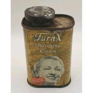 Vtg 1920s 30s Furn-X‎ Polishing Cream 6 Oz Can Tin